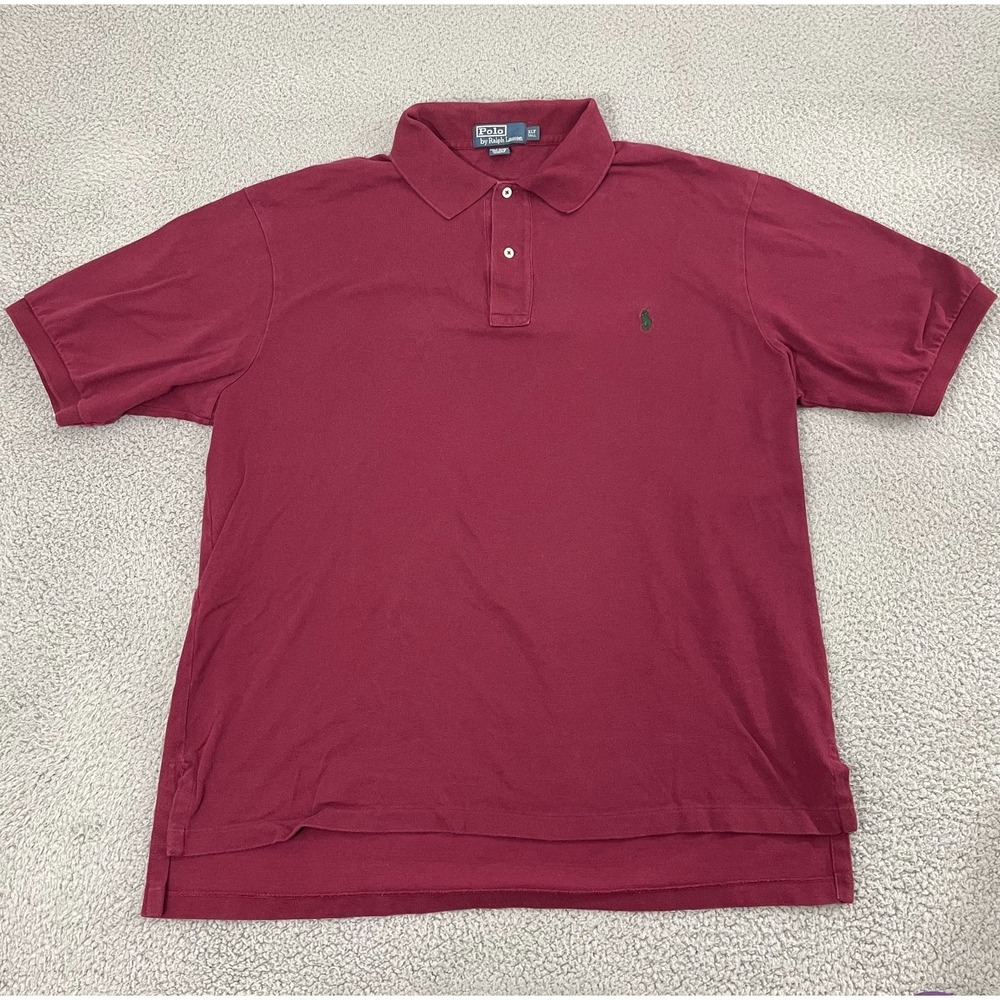 Vintage Polo Ralph Lauren Polo Men XLT Burgundy Preppy Cotton Short Sleeve